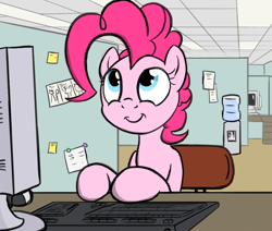 Size: 650x550 | Tagged: safe, artist:flavinbagel, character:pinkie pie, computer, keyboard, office, office pinkie, template, water cooler
