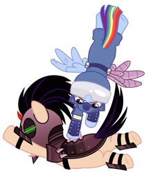 Size: 6455x7296 | Tagged: safe, artist:greenmachine987, character:rainbow dash, episode:the cutie re-mark, absurd resolution, alternate timeline, amputee, apocalypse dash, armor, augmented, badass, crystal war timeline, glowing eyes, injured, mind control, photoshop, prosthetic limb, prosthetic wing, prosthetics, simple background, sombra soldier, spikes, transparent background, vector, you know for kids