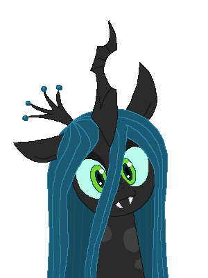 Size: 300x400 | Tagged: safe, artist:tomdantherock, character:queen chrysalis, species:changeling, animated, blinking, changeling queen, cute, cutealis, ear twitch, female, gif, head tilt, looking at you, simple background, smiling, solo, transparent background
