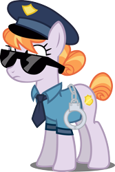 Size: 1335x1994 | Tagged: safe, artist:tsabak, character:copper top, species:earth pony, species:pony, episode:the gift of the maud pie, g4, my little pony: friendship is magic, clothing, cuffs, female, necktie, police officer, police pony, police uniform, simple background, solo, sunglasses, transparent background, vector