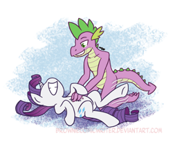 Size: 1280x1072 | Tagged: safe, artist:greenlinzerd, character:rarity, character:spike, ship:sparity, abstract background, bellyrubs, cute, female, kneeling, leg twitch, male, older, older spike, raribetes, shipping, smiling, straight, teenage spike, tickling
