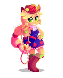 Size: 877x1077 | Tagged: safe, artist:sharmie, character:applejack, my little pony:equestria girls, fall formal outfits, female, ponied up, solo