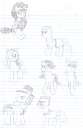 Size: 2108x3243 | Tagged: safe, artist:crazynutbob, character:cheese sandwich, character:cloudy quartz, character:igneous rock pie, character:limestone pie, character:marble pie, character:maud pie, character:pinkamena diane pie, character:pinkie pie, alternate universe, lined paper, pencil drawing, pie family, pie sisters, quartzrock, siblings, sisters, the rock farmer's daughters, traditional art