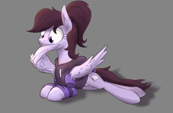 Size: 1280x836 | Tagged: safe, artist:anearbyanimal, artist:lux, oc, oc only, oc:pillow case, species:pegasus, species:pony, clothing, collaboration, cute, preening, solo, sweater, wing fluff