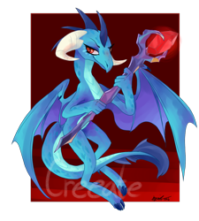 Size: 900x1000 | Tagged: safe, artist:creeate97, character:princess ember, species:dragon, episode:gauntlet of fire, g4, my little pony: friendship is magic, bloodstone scepter, dragon lord ember, female, flying, smirk, solo