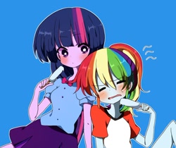 Size: 600x505 | Tagged: safe, artist:lotte, character:rainbow dash, character:twilight sparkle, character:twilight sparkle (alicorn), my little pony:equestria girls, alternate hairstyle, blushing, food, ice cream, popsicle, sea salt ice cream, sweat