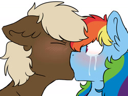 Size: 1525x1148 | Tagged: safe, artist:artistcoolpony, character:dumbbell, character:rainbow dash, ship:dumbdash, crying, female, kissing, male, shipping, straight