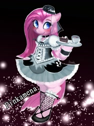 Size: 1377x1836 | Tagged: safe, artist:doubt, character:pinkamena diane pie, character:pinkie pie, clothing, dress, female, maid, solo