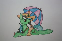 Size: 1280x853 | Tagged: safe, artist:chickenbrony, character:lyra heartstrings, female, solo, summer, traditional art
