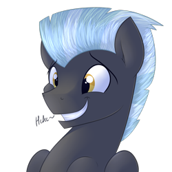 Size: 3000x3000 | Tagged: safe, artist:aidraws, character:thunderlane, species:pony, bust, dialogue, male, nervous, portrait, simple background, smiling, solo, thunderbetes, transparent background