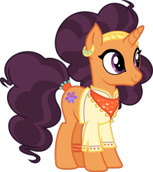 Size: 4449x5000 | Tagged: safe, artist:baumkuchenpony, character:saffron masala, episode:spice up your life, g4, my little pony: friendship is magic, .svg available, absurd resolution, bandana, chef, clothing, cute, ear piercing, female, indian, inkscape, piercing, simple background, solo, transparent background, vector