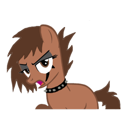 Size: 894x894 | Tagged: safe, artist:motownwarrior01, oc, oc only, oc:dust, species:earth pony, species:pony, choker, lidded eyes, looking at you, open mouth, simple background, solo, spiked choker, tattoo, transparent background