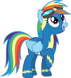 Size: 4532x5000 | Tagged: safe, artist:baumkuchenpony, character:rainbow dash, episode:newbie dash, g4, my little pony: friendship is magic, .svg available, absurd resolution, clothing, female, goggles, inkscape, looking up, open mouth, raised hoof, simple background, solo, transparent background, vector, wonderbolts, wonderbolts uniform