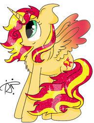Size: 640x834 | Tagged: safe, artist:thepegasisterpony, character:sunset shimmer, species:alicorn, species:pony, alicornified, ethereal mane, female, galaxy mane, race swap, shimmercorn, simple background, solo, transparent background
