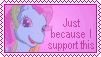 Size: 101x57 | Tagged: safe, artist:anscathmarcach, character:rainbow dash, character:rainbow dash (g3), character:sweetie belle, g3, g3.5, newborn cuties, animated, deviantart stamp, female, op is a duck, op is trying to start shit, text
