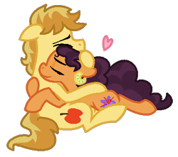 Size: 445x393 | Tagged: safe, artist:monkfishyadopts, base used, character:braeburn, character:saffron masala, episode:spice up your life, g4, my little pony: friendship is magic, alternate hairstyle, braesala, crack shipping, female, heart, horn missing, hug, male, missing accessory, missing horn, shipping, simple background, straight, transparent background