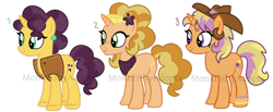Size: 900x372 | Tagged: safe, artist:monkfishyadopts, character:braeburn, character:saffron masala, oc, oc only, oc:dolly appleseed, oc:saffy lace, oc:showdown shoe, parent:braeburn, parent:saffron masala, parents:braesala, episode:spice up your life, g4, my little pony: friendship is magic, adoptable, braesala, crack shipping, female, male, offspring, shipping, straight, trio