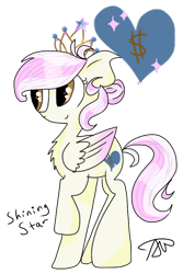 Size: 640x960 | Tagged: safe, artist:thepegasisterpony, oc, oc only, parent:diamond tiara, parent:featherweight, parents:feathertiara, species:pegasus, species:pony, jewelry, offspring, raised hoof, simple background, solo, tiara, transparent background