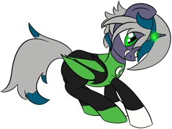 Size: 3325x2500 | Tagged: safe, artist:datapony, oc, oc only, oc:elizabat stormfeather, species:alicorn, species:bat pony, species:pony, bat pony alicorn, clothing, cosplay, costume, crossover, dc comics, green lantern, green lantern (comic), green lantern corps, green lantern ring, horn ring, solo
