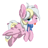 Size: 200x200 | Tagged: safe, artist:dr-whiskey, oc, oc only, oc:skylight ribbons, species:pegasus, species:pony, ;p, animated, bow tie, commission, one eye closed, pixel art, solo, tongue out, wink