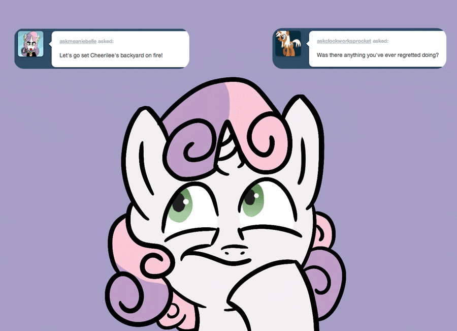 Size: 900x651 | Tagged: safe, artist:waywardtrail, artist:zestyoranges, character:sweetie belle, animated, ask, ask ecstatic rarity, female, tumblr