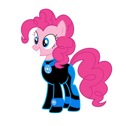 Size: 1152x1152 | Tagged: safe, artist:motownwarrior01, character:pinkie pie, blue lantern, blue lantern corps, crossover, dc comics, female, green lantern, green lantern (comic), simple background, solo, transparent background, wristband