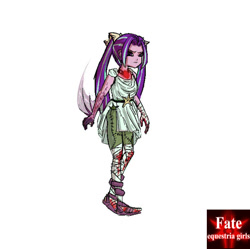 Size: 724x720 | Tagged: safe, artist:kul, character:aria blaze, my little pony:equestria girls, bandage, blood, clothing, crossover, fate/stay night, fins, grumpy, sandals, seashell, starfish, toga