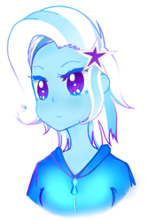 Size: 456x684 | Tagged: safe, artist:starwantrix, character:trixie, my little pony:equestria girls, alternate hairstyle, anime, bright, clothing, colored, colorful, cute, diatrixes, digital art, female, hoodie, humanized, short hair, smiling, solo