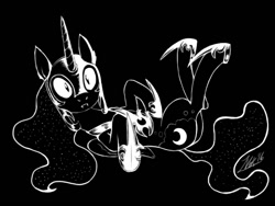 Size: 640x480 | Tagged: safe, artist:zoarvek, character:nightmare moon, character:princess luna, newbie artist training grounds, female, floating, solo, space