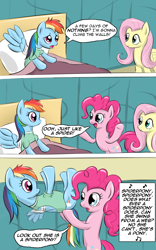 Size: 800x1280 | Tagged: safe, artist:fajeh, character:fluttershy, character:pinkie pie, character:rainbow dash, episode:read it and weep, g4, my little pony: friendship is magic, comic, scene parody, spider-man, spiderpig, the simpsons