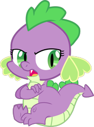 Size: 4122x5580 | Tagged: safe, artist:chiptunebrony, character:barb, character:spike, absurd resolution, angry, annoyed, crossed arms, rule 63, simple background, sitting, spike is not amused, transparent background, unhappy, upset, vector, vector edit