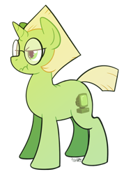Size: 462x648 | Tagged: safe, artist:zicygomar, frown, glasses, peridot (steven universe), ponified, simple background, species swap, steven universe, transparent background
