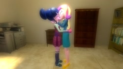 Size: 1360x768 | Tagged: safe, artist:mk513, character:dean cadance, character:princess cadance, character:twilight sparkle, character:twilight sparkle (scitwi), species:eqg human, ship:twidance, my little pony:equestria girls, 3d, female, gmod, infidelity, kissing, lesbian, scitwidance, shipping