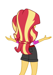 Size: 4092x5787 | Tagged: safe, artist:keronianniroro, character:sunset shimmer, equestria girls:legend of everfree, g4, my little pony: equestria girls, my little pony:equestria girls, absurd resolution, ass, bunset shimmer, clothing, female, rear view, shorts, simple background, solo, transparent background, vector