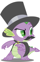 Size: 1000x1548 | Tagged: safe, artist:axemgr, character:spike, species:dragon, cape, clothing, facial hair, hat, male, moustache, solo, top hat
