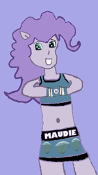 Size: 424x750 | Tagged: safe, artist:shafty817, edit, character:maud pie, my little pony:equestria girls, belly button, exeron fighters, exeron gloves, female, fist bump, maudie pie, ponied up, solo
