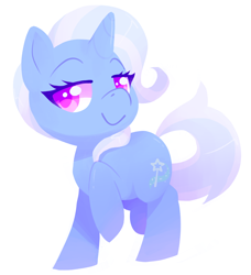 Size: 900x987 | Tagged: safe, artist:sharmie, character:trixie, species:pony, species:unicorn, :>, cute, female, lidded eyes, raised hoof, raised leg, simple background, smiling, solo, white background