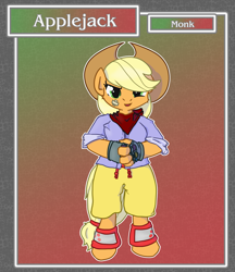 Size: 1688x1950 | Tagged: safe, artist:brownie-bytes, part of a set, character:applejack, species:anthro, species:unguligrade anthro, female, final fantasy, monk, solo