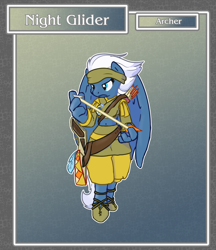 Size: 1688x1950 | Tagged: safe, artist:brownie-bytes, character:night glider, species:anthro, species:unguligrade anthro, archer, arrow, crossbow, crossover, female, final fantasy, solo