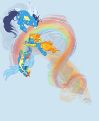 Size: 985x1199 | Tagged: safe, artist:noel, character:rainbow dash, character:soarin', character:spitfire, species:pegasus, species:pony, female, flying, goggles, male, mare, rainbow trail, stallion, wonderbolts, wonderbolts uniform
