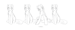 Size: 977x400 | Tagged: safe, artist:noel, species:pegasus, species:pony, female, grayscale, mare, monochrome, ponified, portal, sitting, sketch, smiling, turret