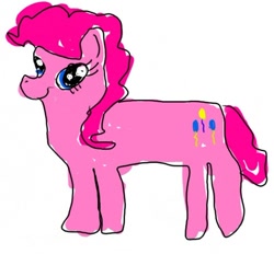 Size: 500x463 | Tagged: safe, artist:zestyoranges, character:pinkie pie, species:earth pony, species:pony, 1000 hours in ms paint, badly drawn ponies, female, looking at you, majestic as fuck, mare, simple background, solo, stylistic suck, white background