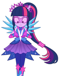 Size: 4384x5657 | Tagged: safe, artist:keronianniroro, character:twilight sparkle, character:twilight sparkle (scitwi), species:eqg human, equestria girls:legend of everfree, g4, my little pony: equestria girls, my little pony:equestria girls, absurd resolution, boots, crystal guardian, crystal wings, female, glasses, high heel boots, ponied up, ponytail, simple background, solo, sparkles, super ponied up, transparent background, vector, visor, wings