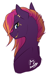Size: 835x1213 | Tagged: safe, artist:basykail, oc, oc only, oc:lucky punk, species:earth pony, species:pony, bust, female, mare, portrait, simple background, solo, transparent background