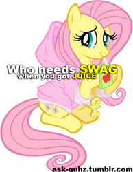 Size: 745x960 | Tagged: safe, artist:are-you-jealous, artist:tygerbug, character:fluttershy, clothing, drink, gangsta, hoodie, hug life, juice, juice box, swag