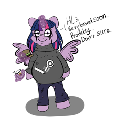 Size: 1000x1000 | Tagged: safe, artist:chickenbrony, character:twilight sparkle, character:twilight sparkle (alicorn), species:alicorn, species:pony, clothing, crossover, fat, female, gabe newell, solo
