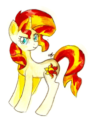 Size: 760x1034 | Tagged: safe, artist:chiuuchiuu, character:sunset shimmer, species:pony, female, simple background, solo, traditional art, transparent background
