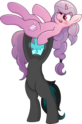 Size: 4410x6698 | Tagged: safe, artist:plone, oc, oc only, oc:plonepone, species:pony, absurd resolution, bipedal, blushing, carrying, headless, holding a pony, leaf, maple leaf, modular, simple background, transparent background, vector, wat, why