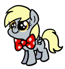 Size: 214x226 | Tagged: safe, artist:zicygomar, character:derpy hooves, species:pegasus, species:pony, bow tie, female, filly, simple background, smiling, solo, white background