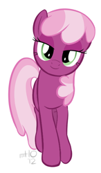 Size: 350x600 | Tagged: safe, artist:empty-10, character:cheerilee, species:earth pony, species:pony, bedroom eyes, female, looking at you, mare, simple background, smiling, solo, white background